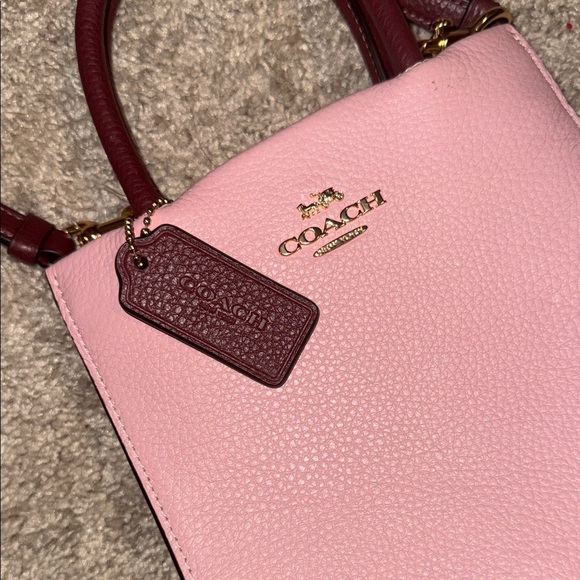 Coach Pink Pebbled Leather Mini Satchel with Brown Trim - Picture 2 of 7